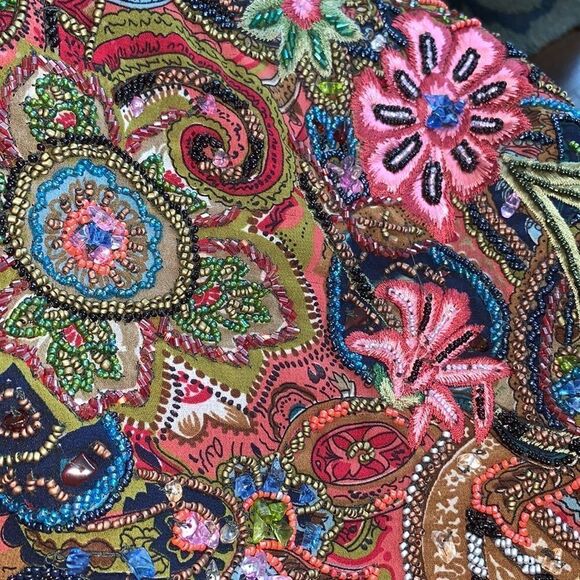 NWT Dolce Apperal beaded‎ paisley fur hem skirt - Picture 12 of 12